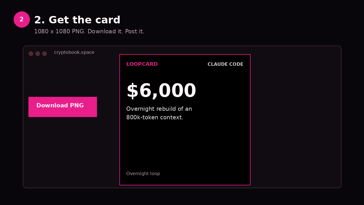 Step 2: a $6,000 Loopcard PNG with Download PNG